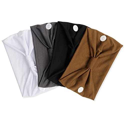 Huachi Button For Mask Women Nurses Headband No Slip Elastic Ear Protection Men Doctors Hairband Knotted Sport Sweatband Head Bands For Protect Ear thumb #6