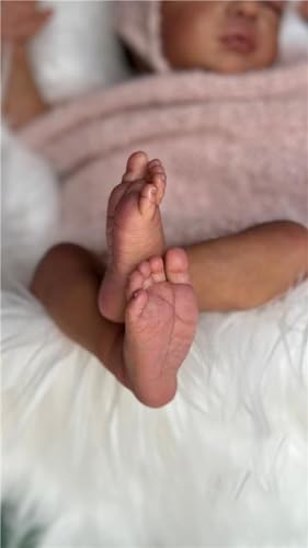 Muñeca Reborn Negra Realista de 18 pulgadas con cuerpo de tela miniatura 7