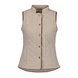 Hope & Henry Women's Quilted Riding Vest, 8, Taupe Herringbone