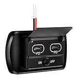 電源スイッチ付き12V USBアウトレットダブルUSB/タイプCクイック充電アダプターUSBポートパネルウォールマウントカーUSBソケットアダプターアダプター