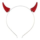 Lux Accessories Halloween Glittery Red Devil Horns Goldtone Slim Wire Cosplay Party Costume Headband