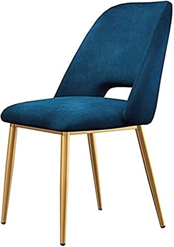 SJIALEN 1 Pcs Modern Velvet Dining Chairs, Metal Legs Soft Cushion Makeup Chairs Non-Slip Dining Chairs Kitchen Living Room Chairs Kitchen Chair (Color : Blue, Size : 43x46x81cm)