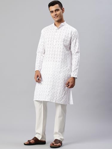 Image of Majestic Man Men's Cotton Regular Fit Ethnic Motifs Printed Long Kurta