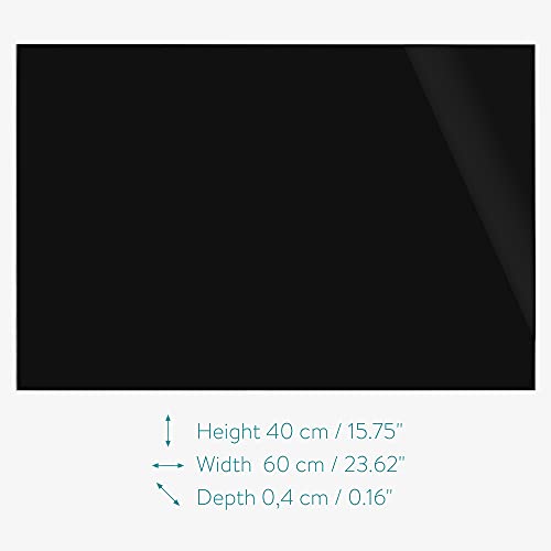Navaris Black Glass Board For Wall - 16" X 24" Frameless Magnetic White Board For Home, Office, Kitchen, School, Learning - Includes 3 Magnets, Marker #TOP3