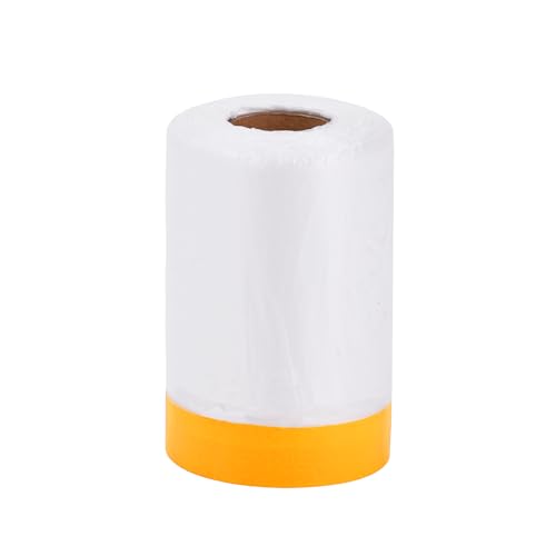 Image of Pre-Taped Masking Film Plastic Cover PE Film Natural Fiber Material 1 Pc 2200x55cm / 72.18ftx21.65 inch White Orange