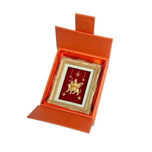 Image of EKA Divine Series - Durga 24kt Gold Foil Table Top | Symbol of Strength, Protection & Positivity | Auspicious Decorative Gift for Navratri, Home, Office & Pooja Room (7.5 cm x 9 cm)