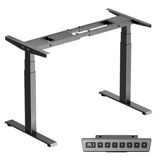 VVENACE Dual Motor 3-Stage Electric Standing Desk Frame, 242 lbs Load Capacity, 32mm/s Speed, Height Adjustable Sit Stand Desk, Ultra Stable Ergonomic Home Office Workstation Black