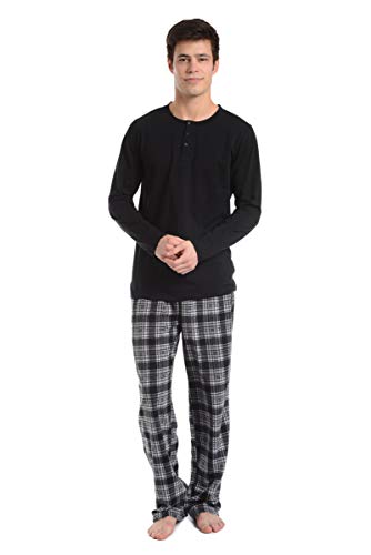 Cherokee Men's 2-Piece Henley Longsleeve Top and Pajama Set, Multicolor