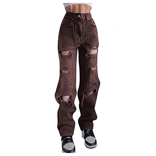 Hotkey Y2K Fashion Pants for Women High Waisted Wide Leg Corduroy Pants Straight Denim Jeans Casual Baggy Trousers
