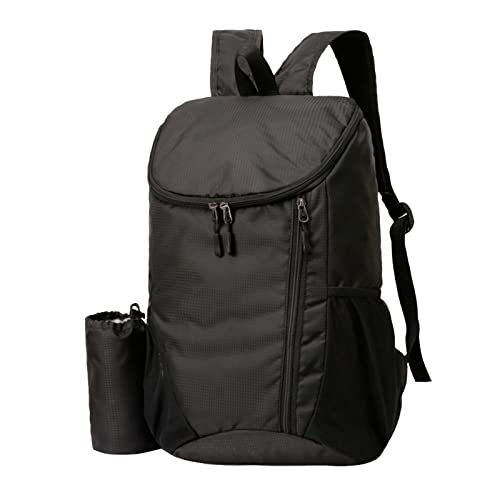 Mochila Bolsa exterior personalizada impermeable plegable bolsa ligera al aire libre portátil mochila deportiva fija para senderismo viajes, Negro , Talla única