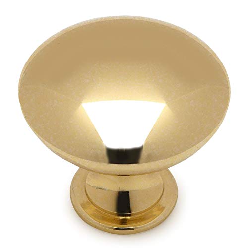 Cosmas 25 Pack 5305PB Polished Brass Traditional Round Solid Cabinet Hardware Knob - 1-1/4