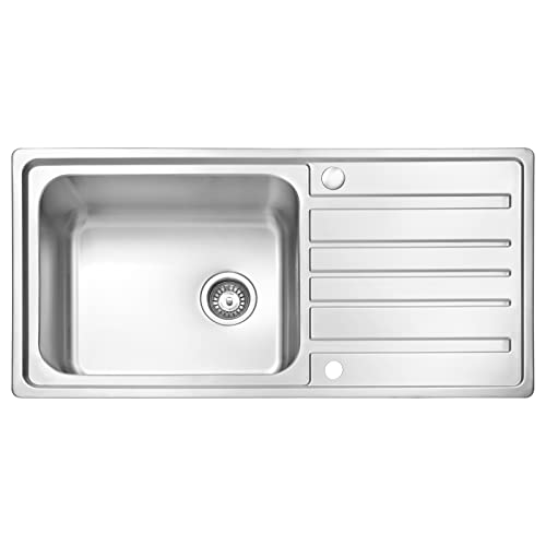 JASSFERRY Brilliant Kitchen Sink Welding Style Stainless Steel Single One Bowl Reversible Drainer with Strainer Waste, 1000 X 500 mm