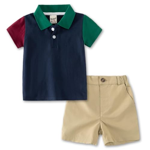 Image of Volunboy Baby Boy Summer Clothes Short Sleeve Polo Shirts Shorts Set Pique Beach Outfits