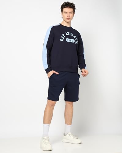 Image of Gap Men Stylised Full Sleeves Crew Neck Cotton Blend Sweatshirt