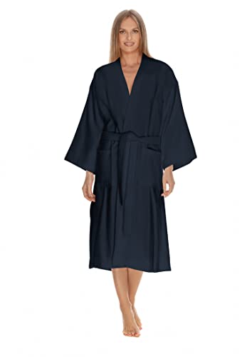 Womens Terry Cloth Bathrobe by Boca Terry, Cotton Spa Robes, Plush Navy Hotel Bath Robe, Plus Size 4X