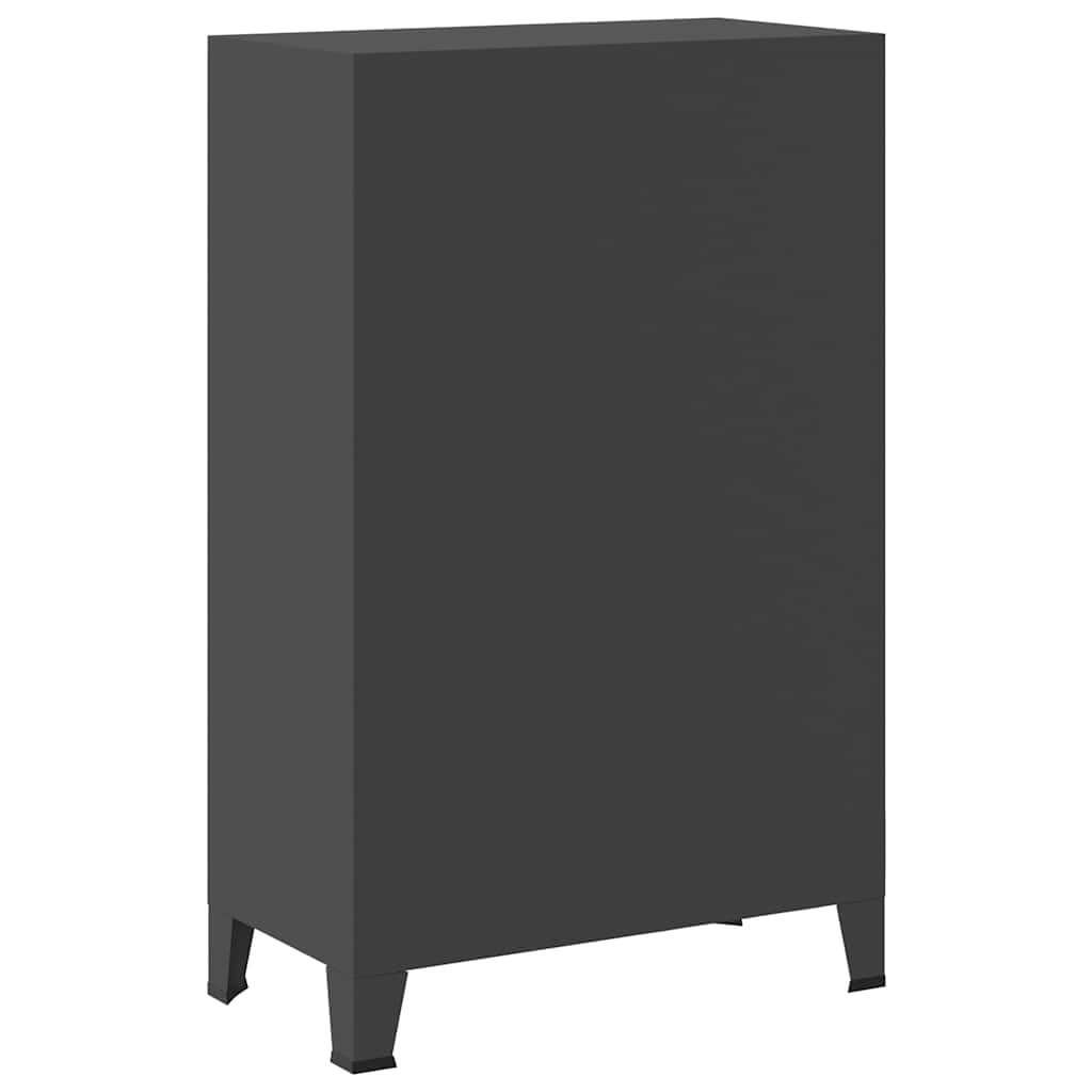 Garde-Robe Industrielle Anthracite en Acier 67x35x107 cm avec 2 étagères réglables et 2 tiroirs à glissières, Rangement Meuble lingère pour Chambre Salon entrée Bureau