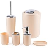 Papillon Bathroom Accessories Set-6 Piece Plastic Gift Set Toothbrush Holder,Toothbrush Cup,Soap...