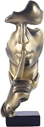 Silence Is Golden Thinker Statue - Handmade Creative Abstract Keep Silent Figurine ,Creative Room Home, Modern Office Decor (Copper) #TOP2