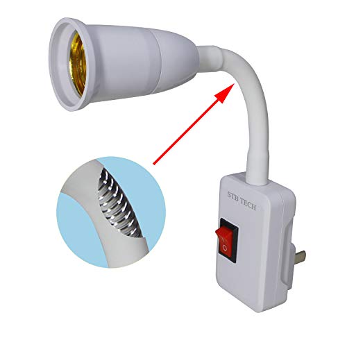 Stbtech E27/E26 Plug In Light Socket Adapter With On/Off Switch, Flexible Neck Extension Lamp Bulb Holder Converter For Night Light Bedside Lamp Wall Lamp Bases #TOP1