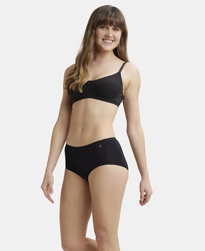 Image of Jockey 1615 Women's Wirefree Non Padded Super Combed Cotton Elastane Stretch Full Coverage Everyday Bra with Soft Adjustable Straps Black 38B