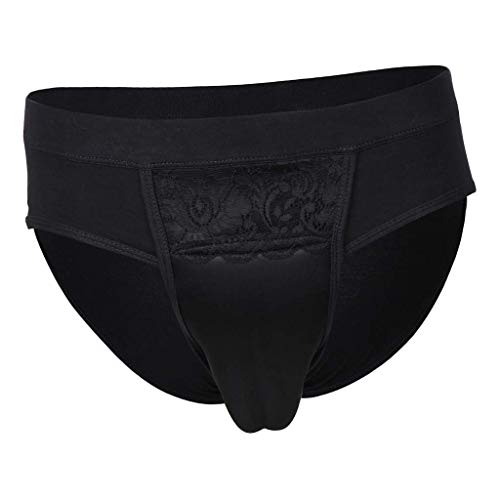 Inzopo Herren Gaff Panty Crossdresser Slip Cosplay Outfit Transgender Harness Unterhosen Unterwäsche Tanga Panties Schwarz XL, Schwarz , XL
