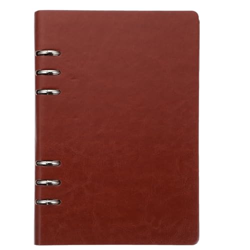 Cuaderno A5 de hojas sueltas con tapa de cuero PU marrón y 100 hojas para organizar tu día
