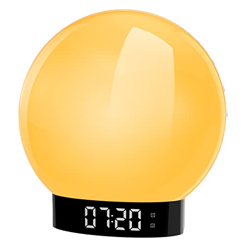 Licht wecker Sonnenaufgang Sonnenuntergang Tageslichtwecker Bluetooth Lautsprecher Dimmbar Nachttisch Schlafzimmer Nachtlicht Digitaler Doppelwecker mit FM Radio Snooze 11 Farbige 14 Wecktöne Cover