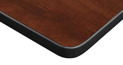 Image of Regency Kobe 66 x 24 in. Mobile T-Base Training Table- Cherry, 2 Zeng Stack Chairs- Black