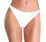  SHEKINI Braguitas de Bikini Brasileñas para Mujer Braga Bikini Hipster Negro Cintura Baja Triángulo Pantalones de Nadar Bikini de Playa (Blanco, S)