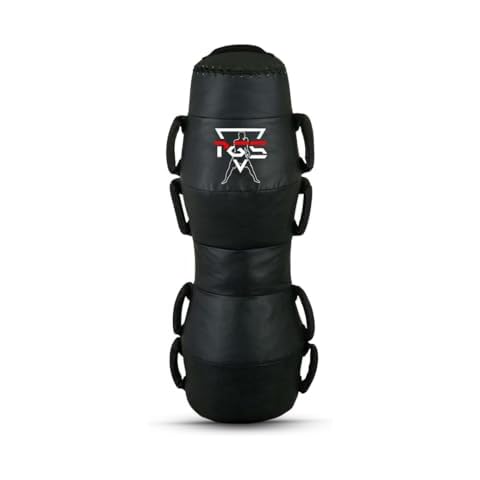 PGS Grappling Dummy with Handles, MMA Floor Punching Bag, Ground and Pound Training Throwing Striving BJJ MMA Punching Dummy Strong Vinyl Material for Pro Training - UNFILLED (Black, 120 CM) Cover