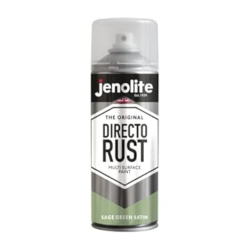 JENOLITE Directorust Spray Paint Satin Finish | SAGE GREEN | 400ml | Direct To Rust Spray Paint For Metal | All-In-One Multi Surface Paint for Metal, Wood, Plastic, Ceramic | RAL 130 70 20