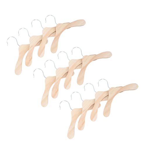 Happyyami 12Pcs Doll Clothes Hangers Miniature Outfit Racks for Doll Outfits Sturdy Wood Design for Easy Organization and Display of Doll Clothes for Who