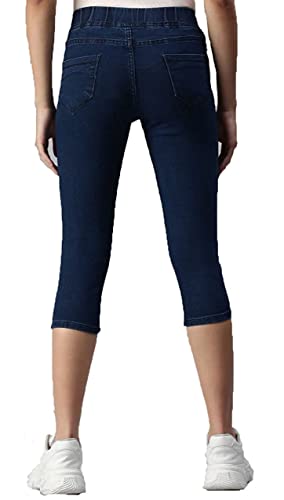 Image of ADBUCKS Womens Slim Fit Denim Lycra Stretchable Capri Mid Rise with Elasticated Waistband (Multi Color & Plus Size Also Available)