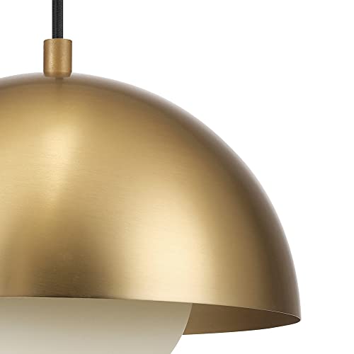 Globe Electric 1-Light Plug-in Pendant Light, Matte Brass Finish, Frosted Glass Shade, 15-Ft Braided Cord, Retro Modern Lighting, 65696 by Globe Electric - Image 7