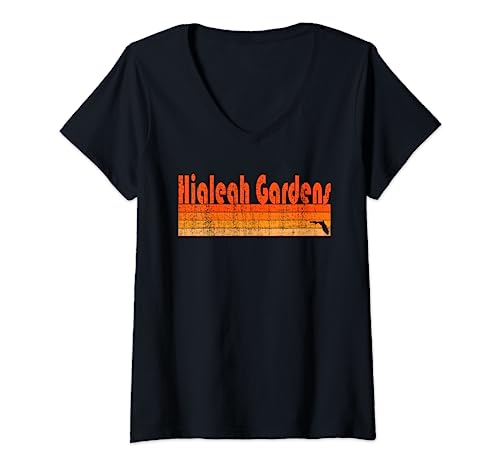Hialeah Gardens, Florida Retro 80s Style V-Neck T-Shirt