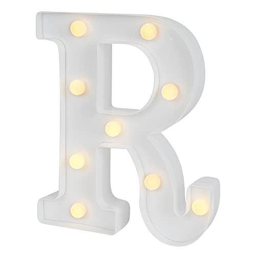 Image of Restaurantware-Illumify 6.5 x 1.2 x 8.7 Inch Light Up Letter, 1 Durable Marquee LED Light - Letter R, Touchproof, White Plastic Party Alphabet Accent, Keyhole Slot, For Weddings, Or Special Events