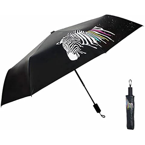 Weltkarte Regenschirm Automatische Regenschirm Faltbar Sonnenschutz Regenschirm Winddichte Taschenschirm/Dreimal faltbarer /Wasser wechselnde Farbe /Schwarzer Gummi Zebra Regenschirm Cover