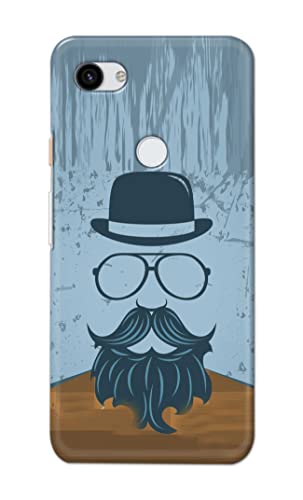 Image of PRINTFIDAA Mustache Beard and Hairstyle Hipster in Glasses Printed Designer Hard Case for Google Pixel 3A, G020A, G020E, G020B Back Cover -(e) RPM1002