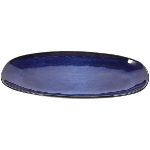 Plato de cerámica para sushi y snacks azul pequeño miniatura 1