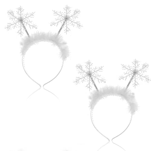 2pcs Christmas Headband Glitter Snowflake Headband Head Boppers Snowflake Hair Accessories for Girls Women Christmas Holiday Boppers Girls Christmas Accessories