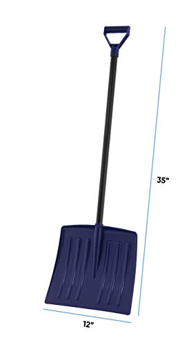 Superio Kid Snow Shovel With Metal Handle, Navy Blue Durable Shovel For Snow, Comfort D Grip Sturdy, 35“ Height, Durable Plastic Blade #TOP1