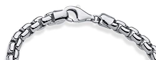 Miabella Solid 925 Sterling Silver Italian 6.5mm Square Rolo Link Round Box Chain Bracelet for Men, Made in Italy (rhodium-plated-silver, Length 8.5 Inches) by Miabella - Image 2