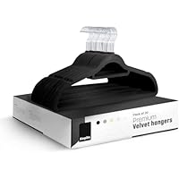 KEPLIN Velvet Hangers 20 Pack - Non-Slip Clothes Hangers with Tie Bar & 360° Hook - Durable & Sturdy, Space-Saving Wardrobe Organisers for Suits, Jackets & Clothes- Home Storage Solution (Black)