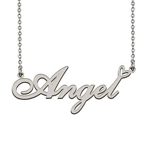 Huan Xun Dainty Friendship Name Necklace Silver For Girls With Heart Pendant Angel #TOP5