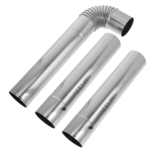 Tofficu 3piezas Tubo De Acero Inoxidable Para Calefacción De Gas Con Adaptador De Codo y Tubos Rectos De Kit De Salida De Humo Para Chimenea y Calentadores De Agua