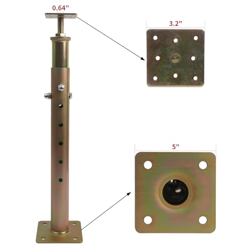 Image of 4-Pack House Floor Jacks, 19-35 Inch Galvanized Steel Support Posts