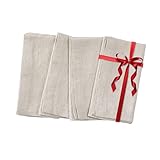 Linen Dinner Napkins 20 x 20 Inch - 100% Pure French Linen Cloth Napkins Stone Washed Eco-Friendly & Soft - Set of 4 (Natural Linen, 20 x 20 Inch)