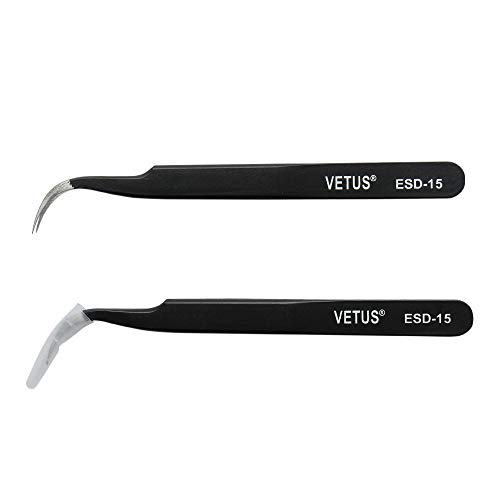 Vetus Anti-Static Smd Black Tweezer Non-Magnetic Stainless Steel Pointed Tip Esd-13 (Esd-15) #TOP2
