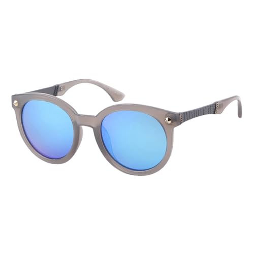 Lunettes de soleil rondes miroir avec rivets monture surdimensionnée chic