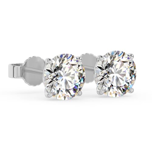Image of 1 to 16 Carat 14K White Gold IGI Certified LAB GROWN Round Cut Diamond Stud Earrings for Women 4 Prong Screw Back for her MADE IN USA (E-F Color, VS1-VS2 Clarity)